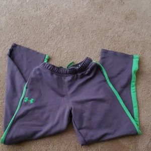 Under Armour warm up pants YXL gray with lime gree